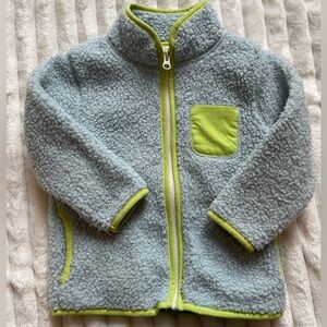 Cat & Jack Toddler Pocket Lime/Aqua Fleece Jacket